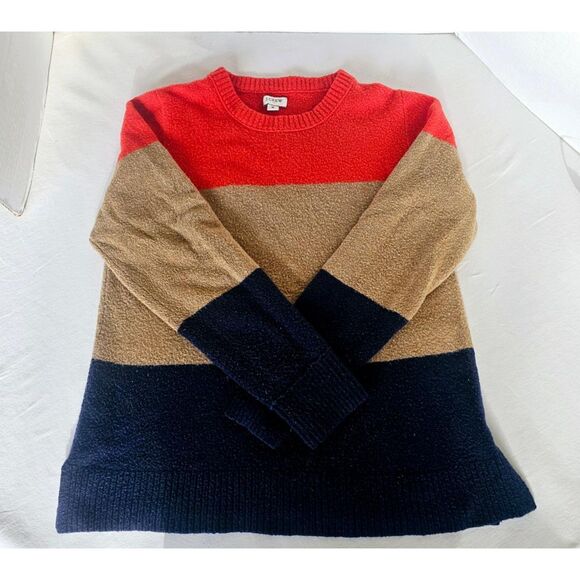 J. Crew Color Block Sweater | Cozy Wool Blend Crewneck Women’s M Fair Trade - Picture 4 of 8